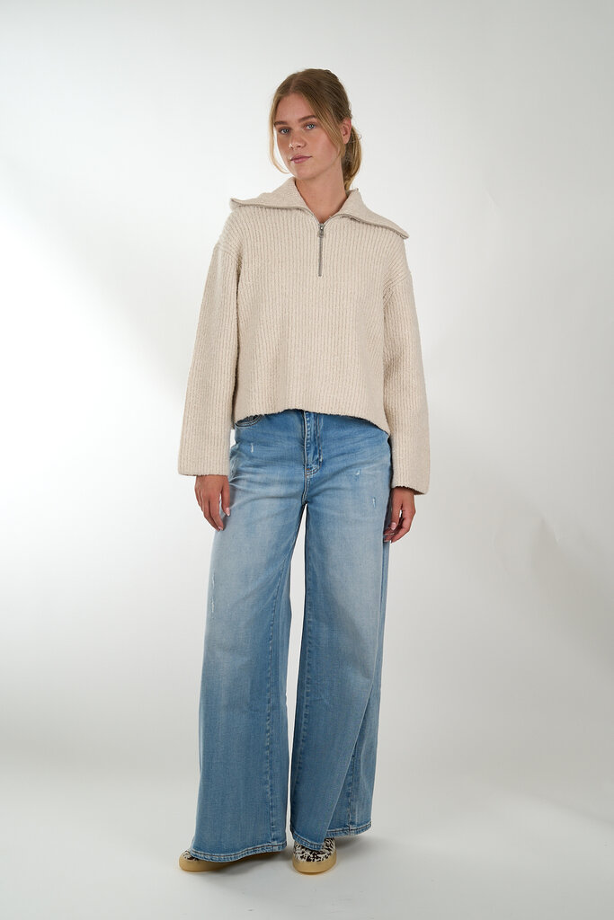 Second Female SECOND FEMALE GERDA KNIT ZIP COLLAR SAND