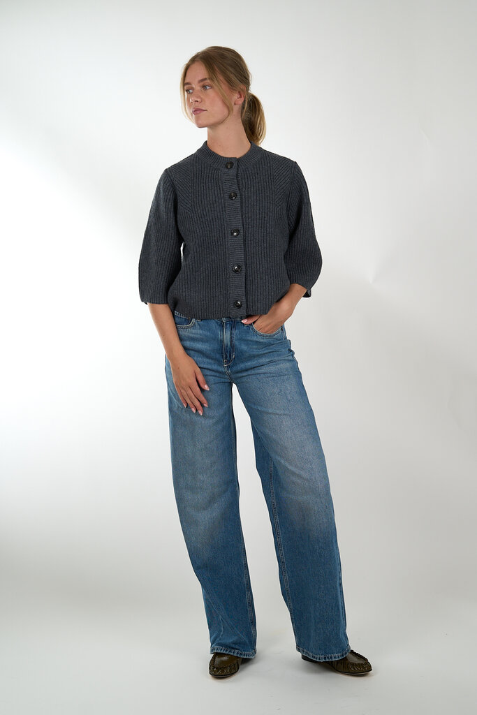 WITH BLACK WITH BLACK VIVIANNA HS SLEEVE CARDIGAN DARK GREY MELANGE