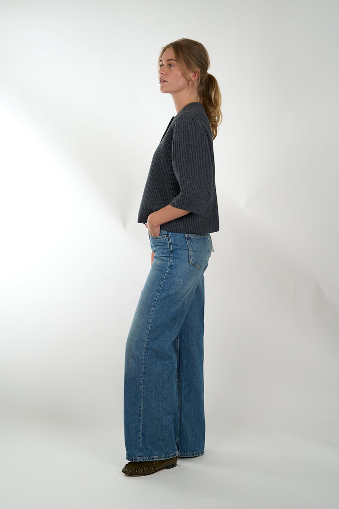 WITH BLACK WITH BLACK VIVIANNA HS SLEEVE CARDIGAN DARK GREY MELANGE