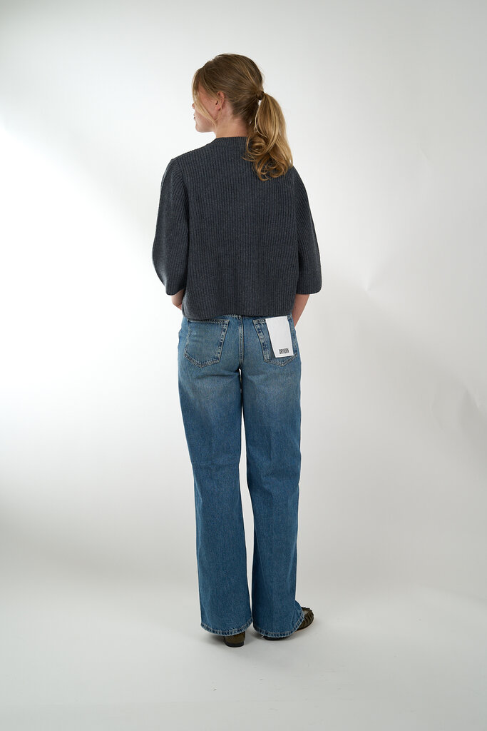 WITH BLACK WITH BLACK VIVIANNA HS SLEEVE CARDIGAN DARK GREY MELANGE