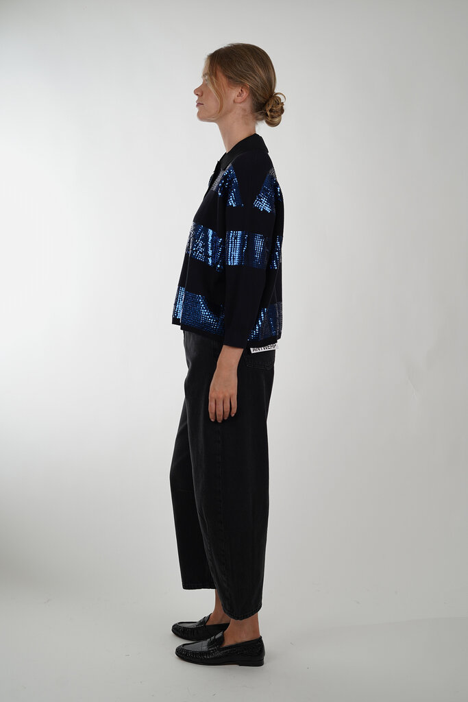 ESSENTIEL ANTWERP ESSENTIEL ANTWERP ILLUMINATI STRIPED SEQUIN POLO COMBO2 NAVY I2NA