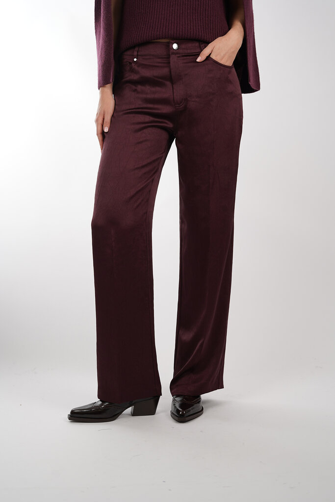 Dante 6 DANTE 6 SUMMIT 5-POCKET SATIN PANTS MULBERRY RED 42