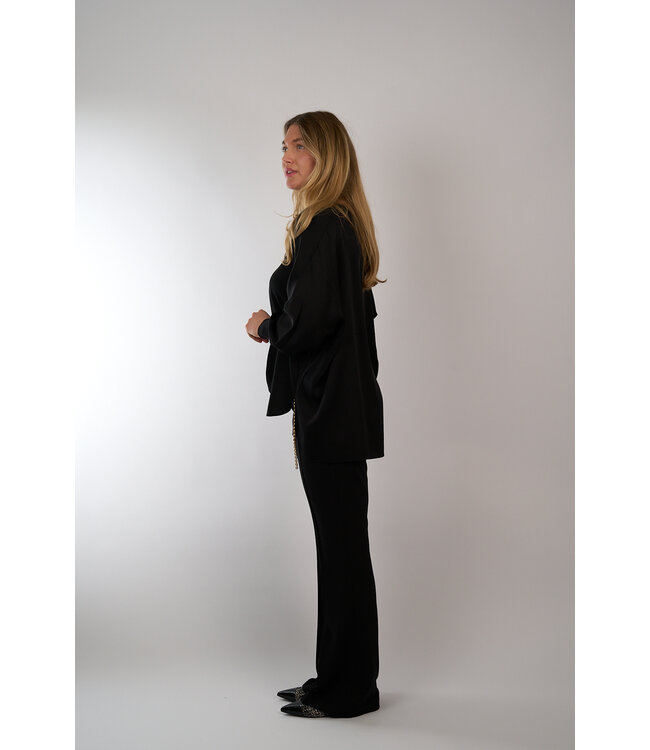 IVI 450 BLACK TUNIC BLOUSE SOLID SILK NOS