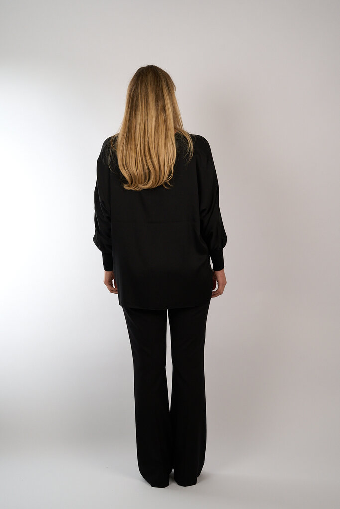 IVI IVI 450 BLACK TUNIC BLOUSE SOLID SILK NOS