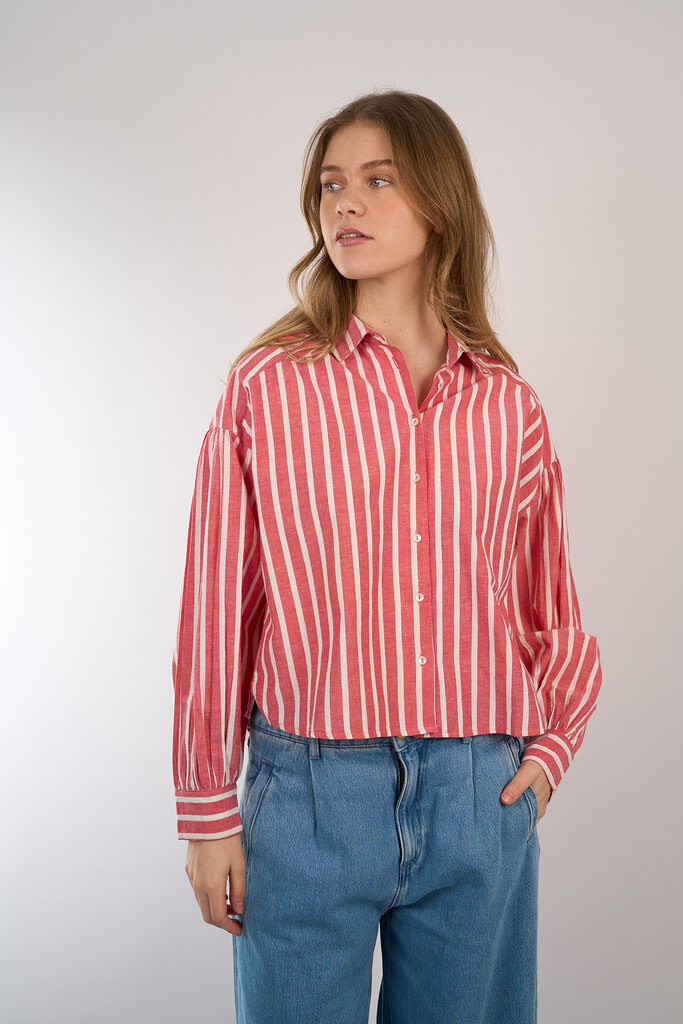 By Bar BY BAR SARAH SHORT STRIPE BLOUSE RED