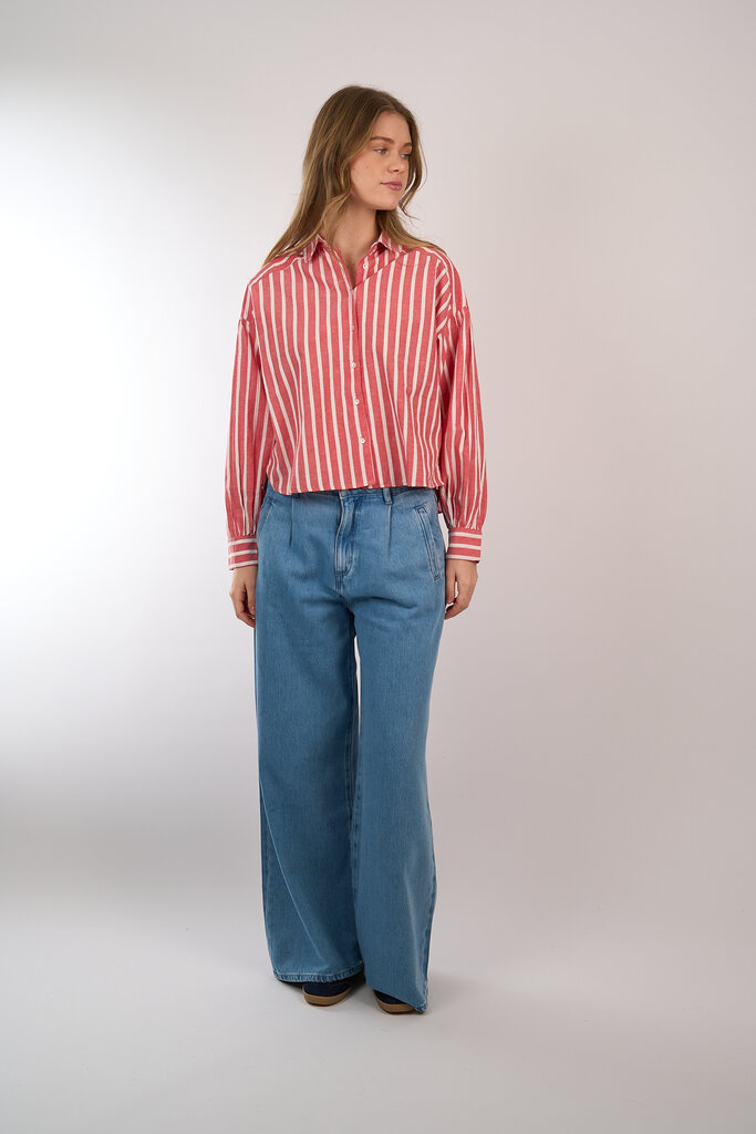 By Bar BY BAR SARAH SHORT STRIPE BLOUSE RED