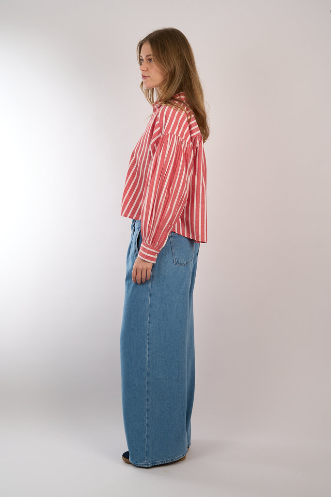 By Bar BY BAR SARAH SHORT STRIPE BLOUSE RED