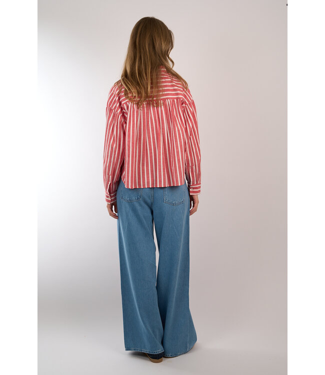 BY BAR SARAH SHORT STRIPE BLOUSE RED