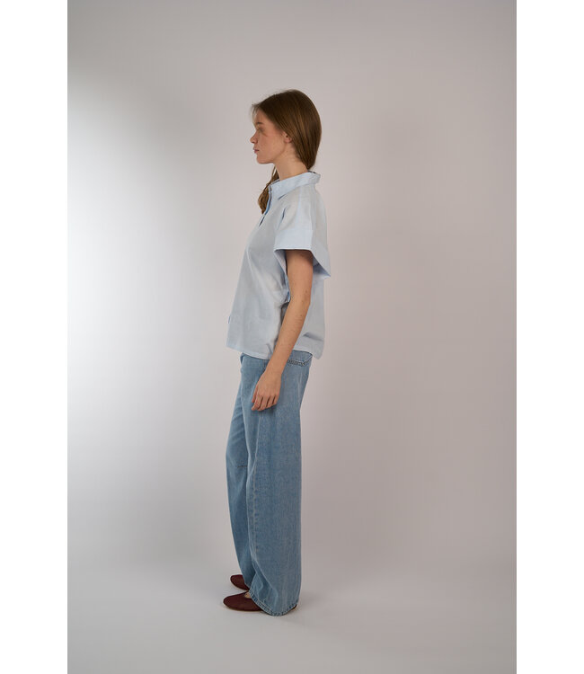 BY BAR PIXIE CHAMBRAY BLOUSE BLUE