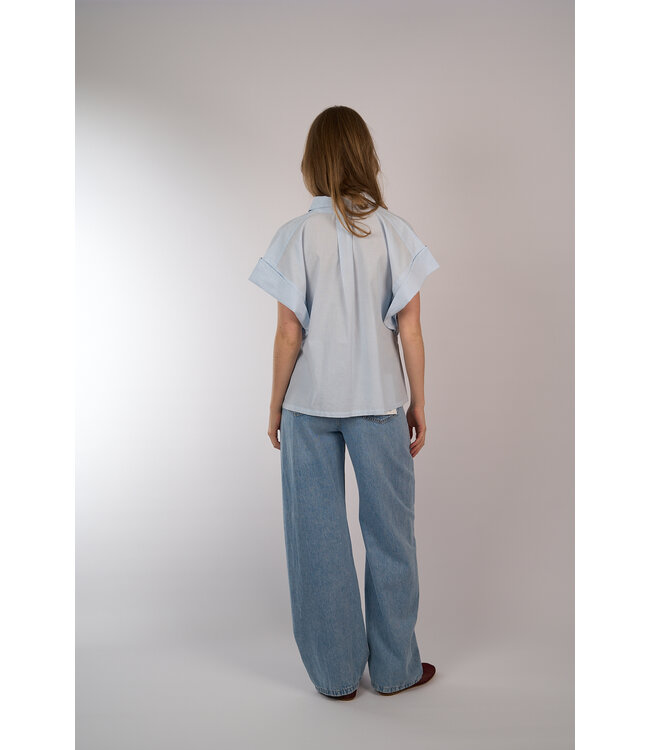 BY BAR PIXIE CHAMBRAY BLOUSE BLUE