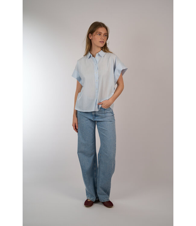 BY BAR PIXIE CHAMBRAY BLOUSE BLUE