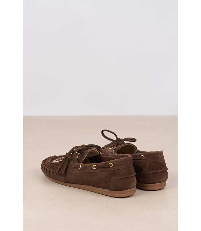POSA BOAT LOAFER FRINGE DRK BROWN