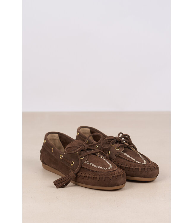 POSA BOAT LOAFER FRINGE DRK BROWN