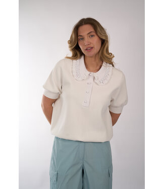 ESSENTIEL ANTWERP ESSENTIEL JEWELRY EMBROI KNIT POLO WHITE