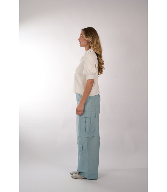 ESSENTIEL JEWELRY EMBROI KNIT POLO WHITE