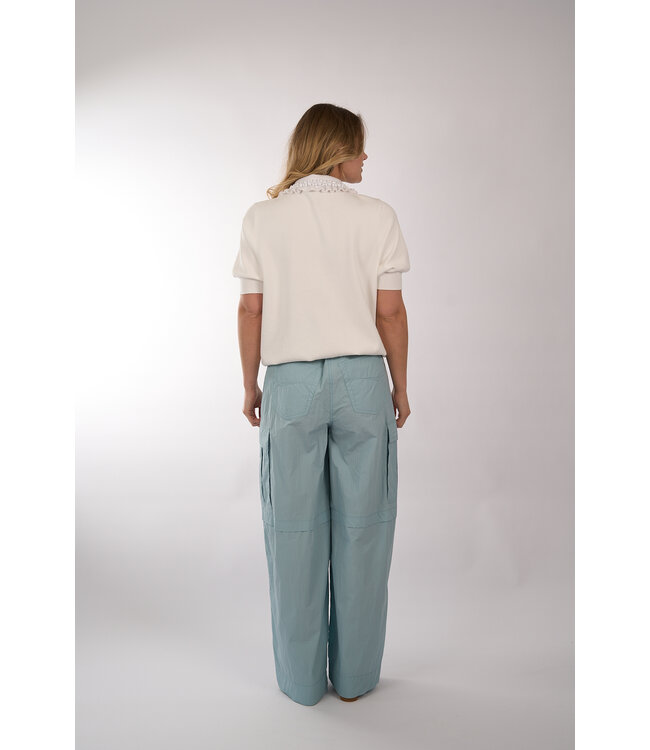 ESSENTIEL JEWELRY EMBROI KNIT POLO WHITE