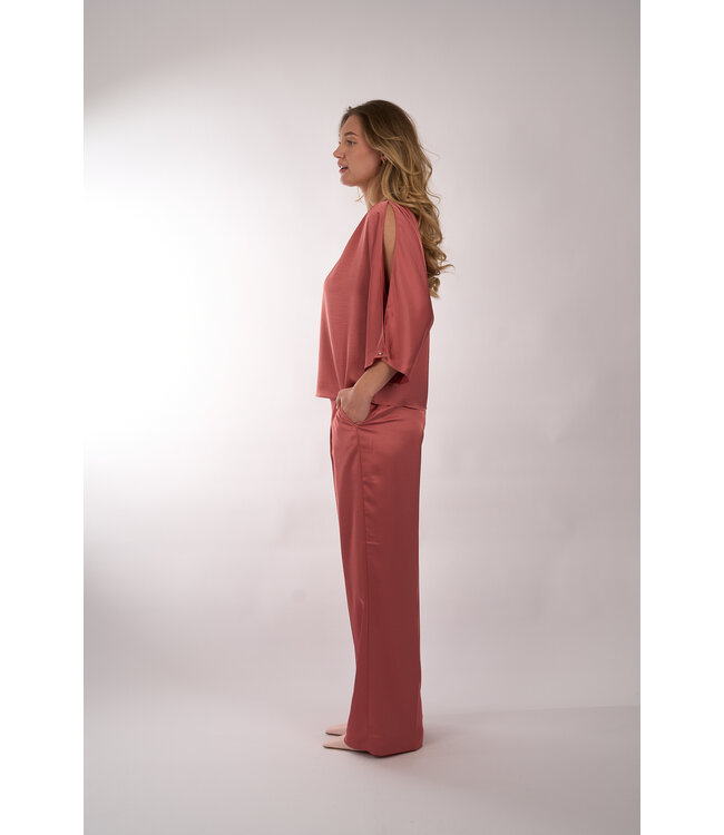 DANTE 6 RISETTE FLOWING SATIN TOP 6615