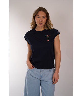ESSENTIEL ANTWERP ESSENTIEL JUNGALA EMBROID T-SHIRT NAVY