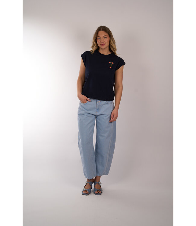 ESSENTIEL JUNGALA EMBROID T-SHIRT NAVY