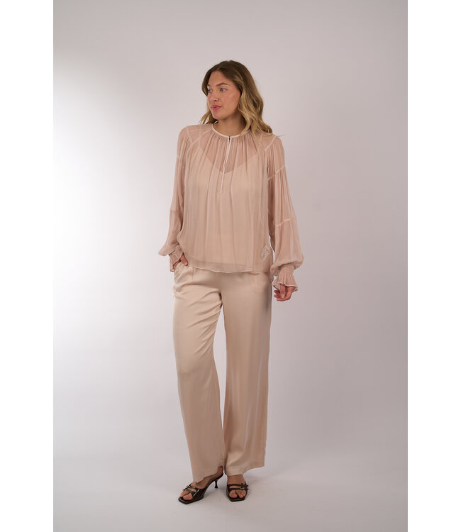 IVI FANCY CRINCLE BLOUSE LIGHT SAND
