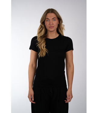 MAJESTIC FILATURES MAJESTIC FILATURES COL ROND MANCHES COURTES NOIR H19002