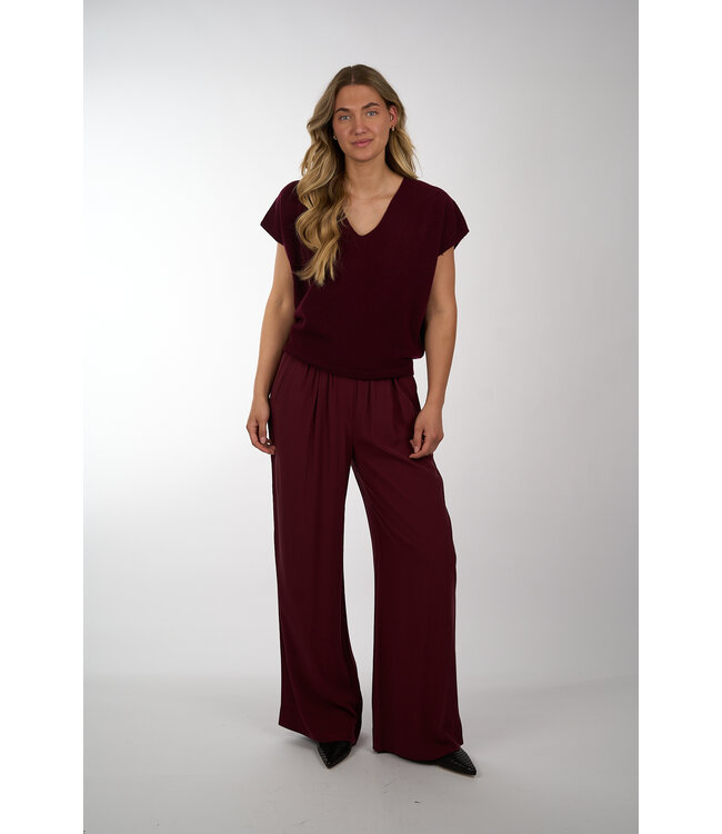 BY BAR SIL V-NECK PULLOVER WINE