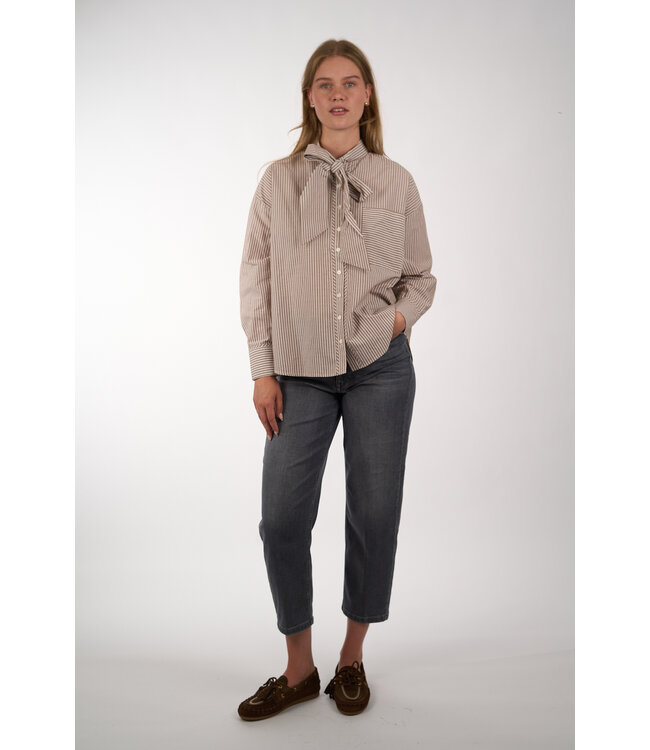 JCSOPHIE POLO BLOUSE 373 BROWN STRIPES