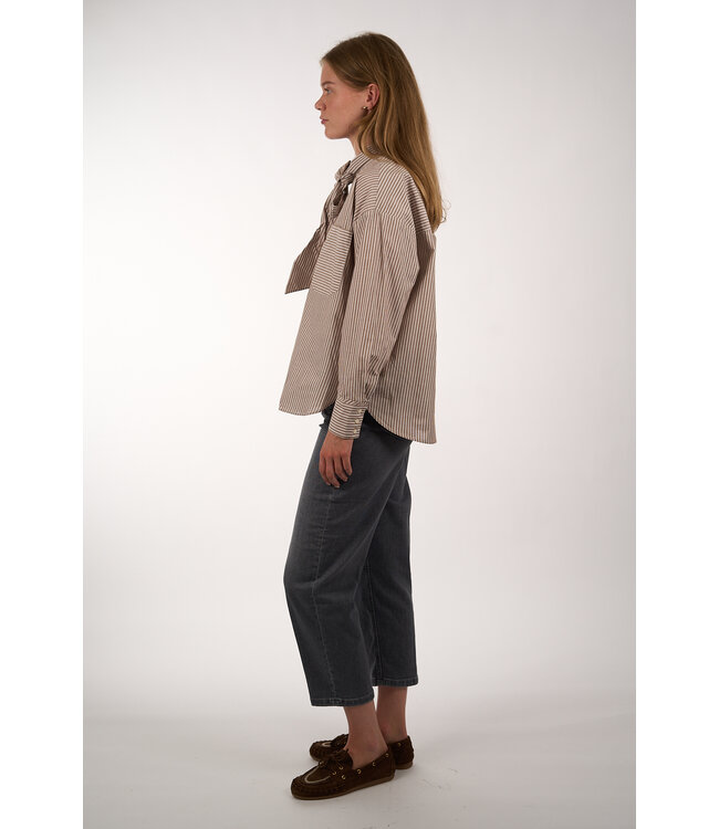 JCSOPHIE POLO BLOUSE 373 BROWN STRIPES