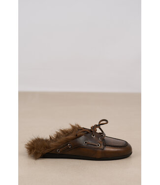 Posa POSA BOAT LOAFER MULE HAIRY FUR