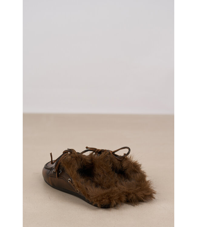 POSA BOAT LOAFER MULE HAIRY FUR