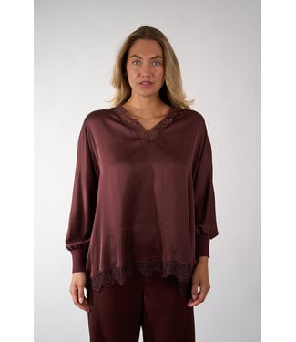 IVI IVI SOLID LACE TUNIC BLOUSE BURGUNDY