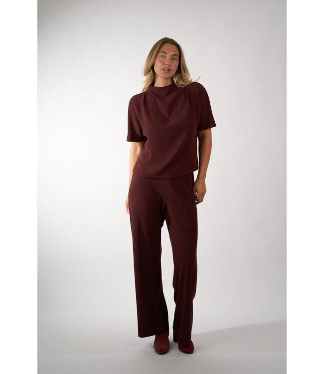 VINCE DRAPED FUNNEL TOP BLACK/ROSE