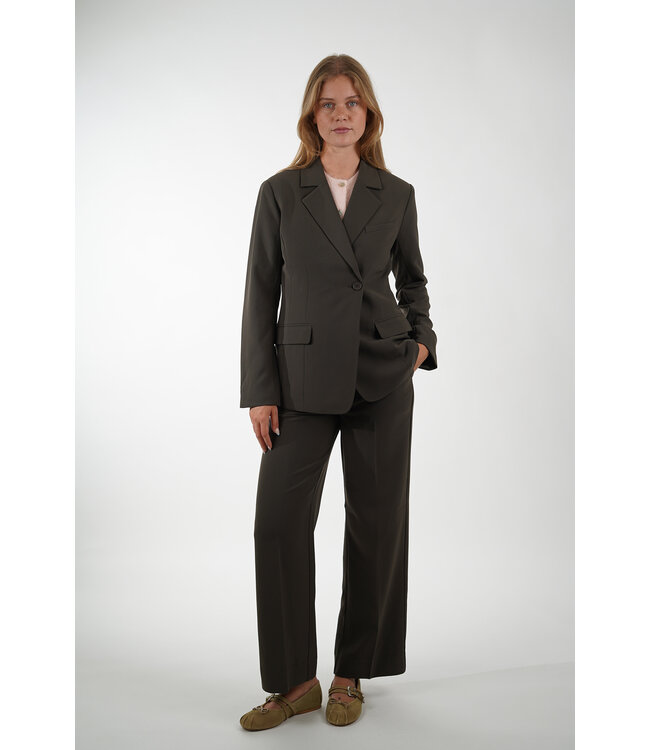 SECOND FEMALE FIQUE FITTED BLAZER BLACK OLIVE