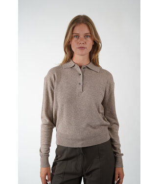 Second Female SECOND FEMALE LONGO KNIT LS COLLAR MID BROWN MELANGE