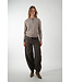SECOND FEMALE LONGO KNIT LS COLLAR MID BROWN MELANGE
