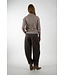 SECOND FEMALE LONGO KNIT LS COLLAR MID BROWN MELANGE