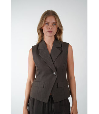 Second Female SECOND FEMALE RIESE FITTED WAISTCOAT DARK BROWN