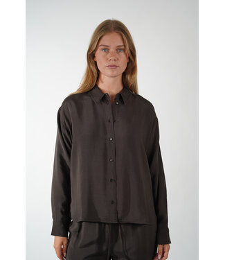 By Bar BY BAR KRIS SATIN STRIPE BLOUSE ESPRESSO