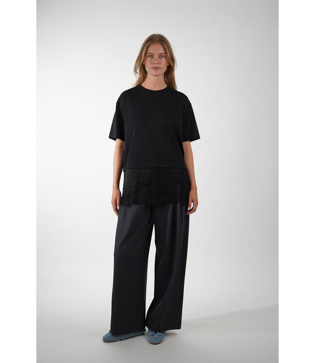 SECOND FEMALE VACCARA LACE TEE BLACK