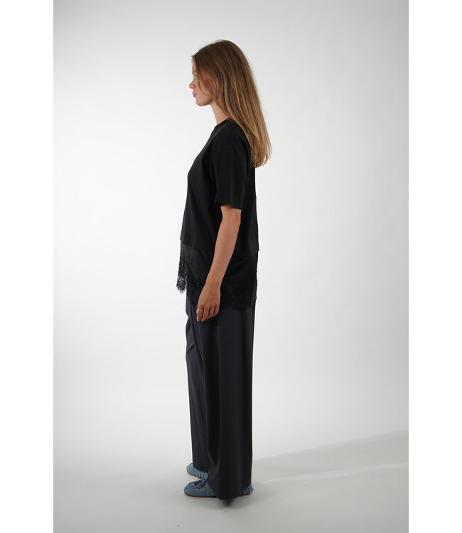 SECOND FEMALE VACCARA LACE TEE BLACK