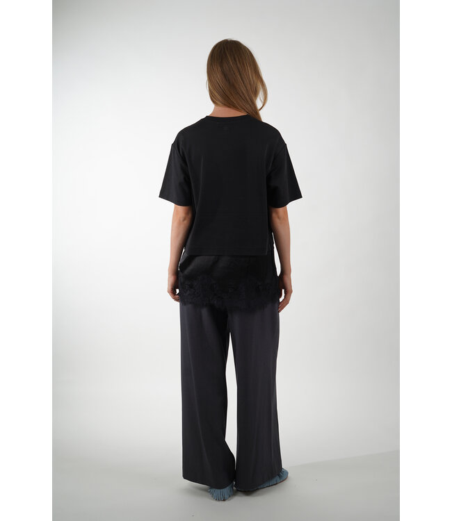 SECOND FEMALE VACCARA LACE TEE BLACK