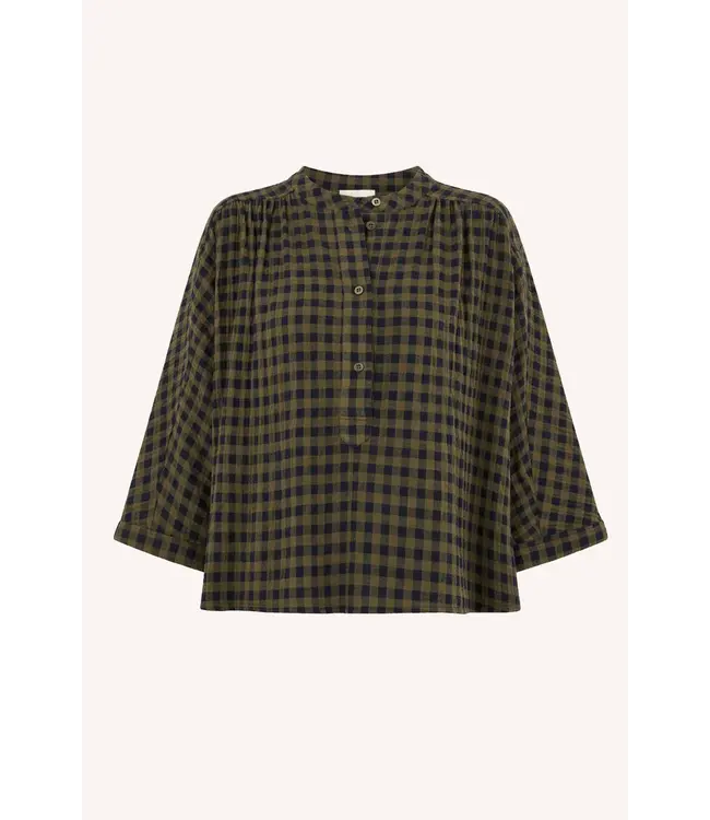 BY BAR JESS BLOUSE OLIVE CHECK