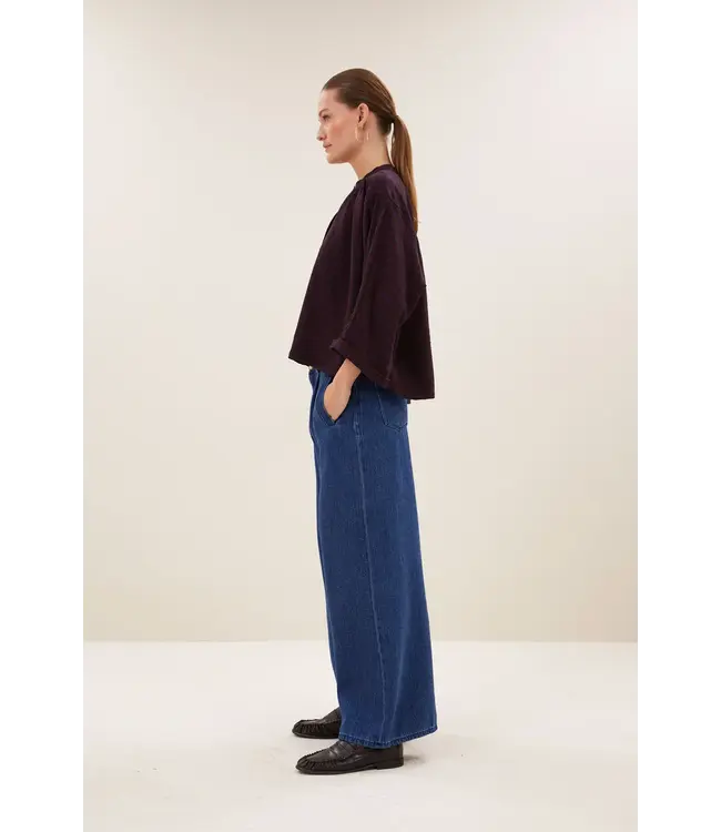 BY BAR JESS BLOUSE WINE CHECK