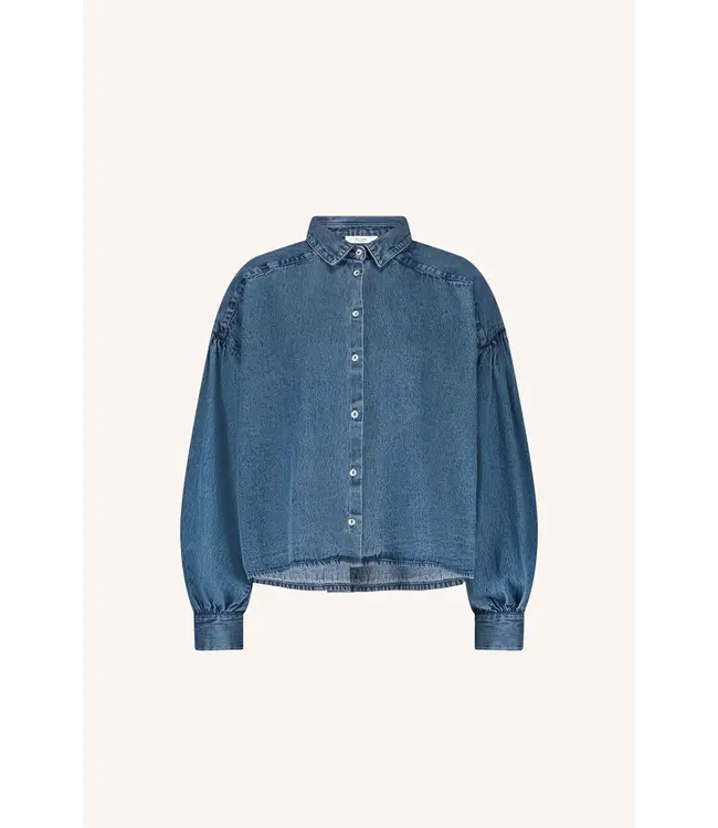 BY BAR SARAH SHORT DENIM BLOUSE MEDIUM DENIM