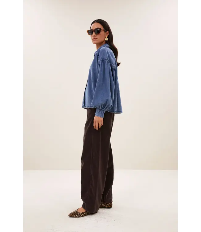 BY BAR SARAH SHORT DENIM BLOUSE MEDIUM DENIM