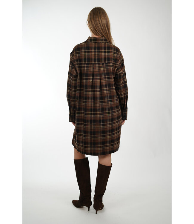 AIMEE LUXEMBOURG DRESS BROWN/CAMEL