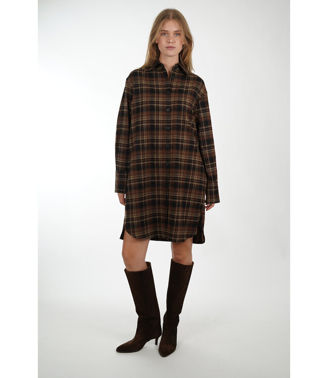 AIMEE LUXEMBOURG DRESS BROWN/CAMEL