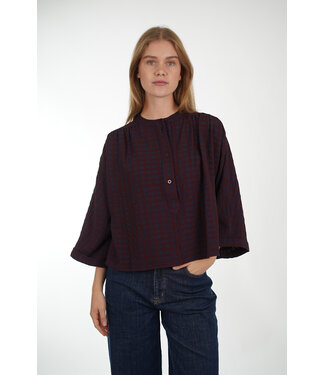 By Bar BY BAR JESS BLOUSE WINE CHECK