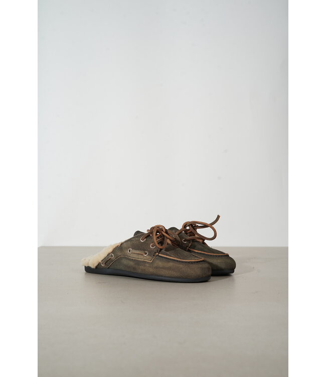 POSA BOAT LOAFER MULE BRUSHED GREY