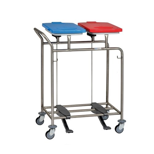 Tweerings rvs wasverzamelaar met duwbeugel en voetpedaal